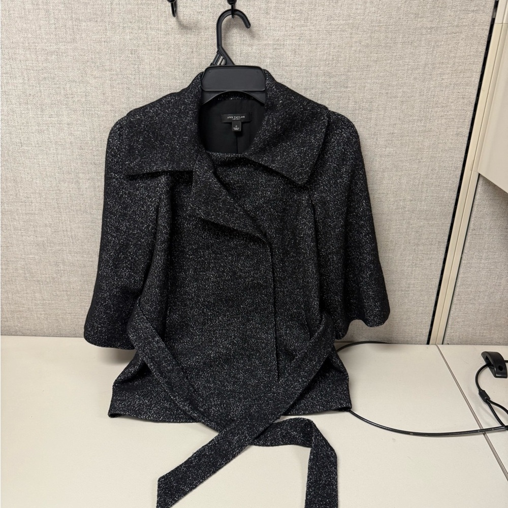 Ann Taylor Charcoal Cape Jacket